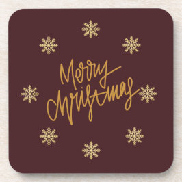 Elegant Burgundy & Gold Merry Christmas  コースター