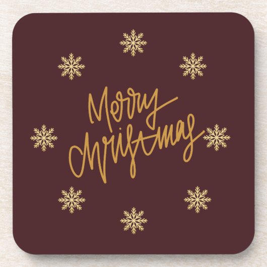 Elegant Burgundy & Gold Merry Christmas  コースター (正面)