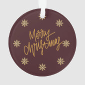Elegant Burgundy & Gold Merry Christmas Ornament オーナメント (裏面)