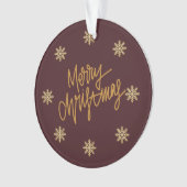 Elegant Burgundy & Gold Merry Christmas Ornament オーナメント (正面)