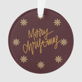 Elegant Burgundy & Gold Merry Christmas Ornament オーナメント