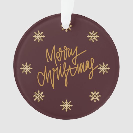 Elegant Burgundy & Gold Merry Christmas Ornament オーナメント (正面)