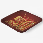 Elegant Burgundy Gold Ruby Gem 50th Birthday Party ペーパープレート (傾斜あり)