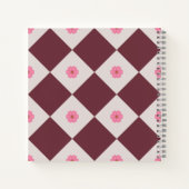 Elegant Burgundy & Grey Floral Diamond Notebook ノートブック (裏面)