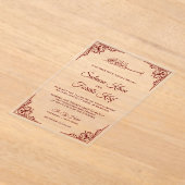 Elegant Burgundy Islamic Muslim Wedding アクリル招待状 (レイダウン)