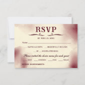 Elegant Burgundy Ivory Minimalist Retro Wedding 出欠カード (正面)