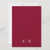 Elegant Burgundy Ivory Monogram Wedding 招待状 (裏面)
