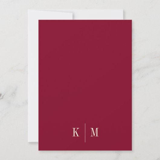 Elegant Burgundy Ivory Monogram Wedding 招待状 (裏面)