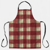 Elegant Burgundy Ivory Rust Red Plaid Pattern エプロン (正面)