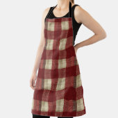 Elegant Burgundy Ivory Rust Red Plaid Pattern エプロン (インサイチュ)
