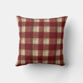 Elegant Burgundy Ivory Rust Red Plaid Pattern クッション (裏面)