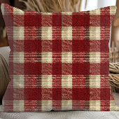 Elegant Burgundy Ivory Rust Red Plaid Pattern クッション