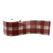 Elegant Burgundy Ivory Rust Red Plaid Pattern グログランリボン (リール)