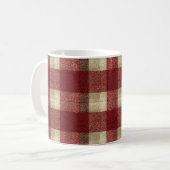 Elegant Burgundy Ivory Rust Red Plaid Pattern コーヒーマグカップ (正面左)