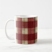 Elegant Burgundy Ivory Rust Red Plaid Pattern コーヒーマグカップ (左)