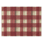 Elegant Burgundy Ivory Rust Red Plaid Pattern テーブルクロス (正面(横))