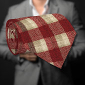 Elegant Burgundy Ivory Rust Red Plaid Pattern ネクタイ