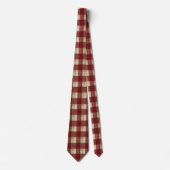 Elegant Burgundy Ivory Rust Red Plaid Pattern ネクタイ (正面)