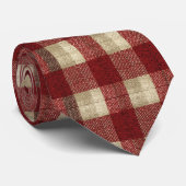 Elegant Burgundy Ivory Rust Red Plaid Pattern ネクタイ (ロール)