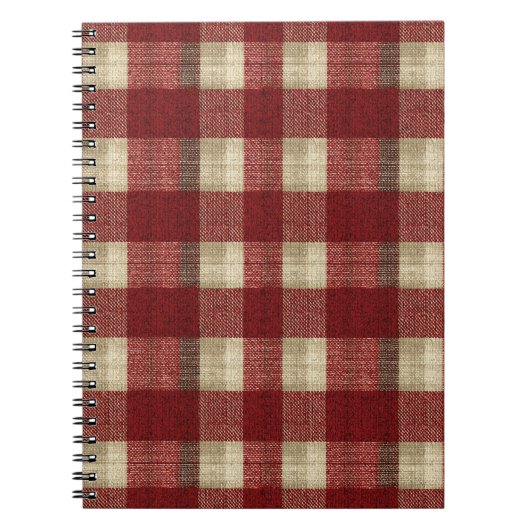 Elegant Burgundy Ivory Rust Red Plaid Pattern ノートブック (正面)