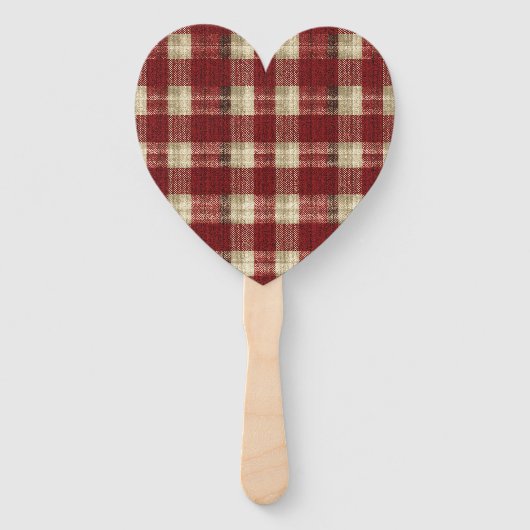 Elegant Burgundy Ivory Rust Red Plaid Pattern ハンドファン (裏面)