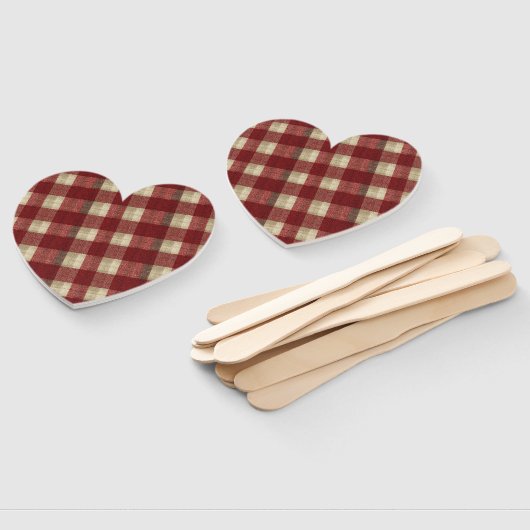 Elegant Burgundy Ivory Rust Red Plaid Pattern ハンドファン (組立なし)