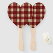 Elegant Burgundy Ivory Rust Red Plaid Pattern ハンドファン (正面&裏面)