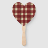 Elegant Burgundy Ivory Rust Red Plaid Pattern ハンドファン (正面)