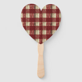 Elegant Burgundy Ivory Rust Red Plaid Pattern ハンドファン