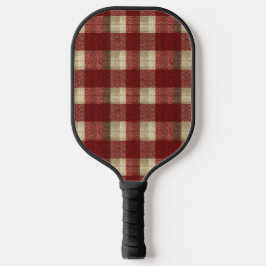 Elegant Burgundy Ivory Rust Red Plaid Pattern ピックルボールラケット