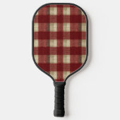 Elegant Burgundy Ivory Rust Red Plaid Pattern ピックルボールラケット (裏面)