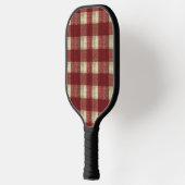 Elegant Burgundy Ivory Rust Red Plaid Pattern ピックルボールラケット (左)