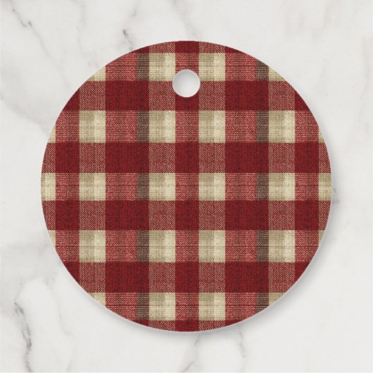 Elegant Burgundy Ivory Rust Red Plaid Pattern フェイバータグ (裏面)