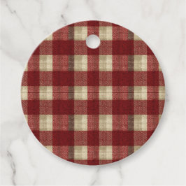 Elegant Burgundy Ivory Rust Red Plaid Pattern フェイバータグ
