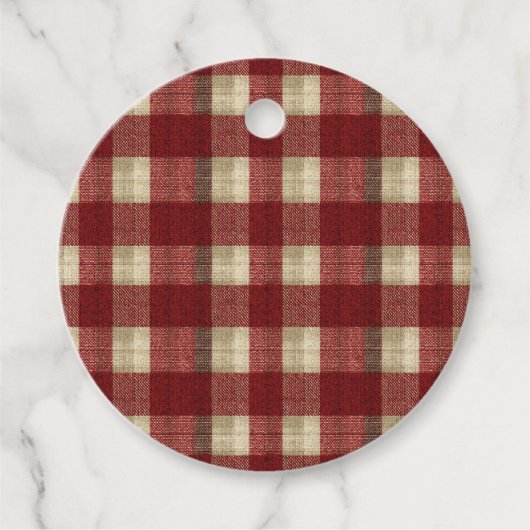 Elegant Burgundy Ivory Rust Red Plaid Pattern フェイバータグ (正面)