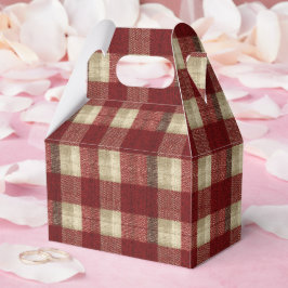 Elegant Burgundy Ivory Rust Red Plaid Pattern フェイバーボックス