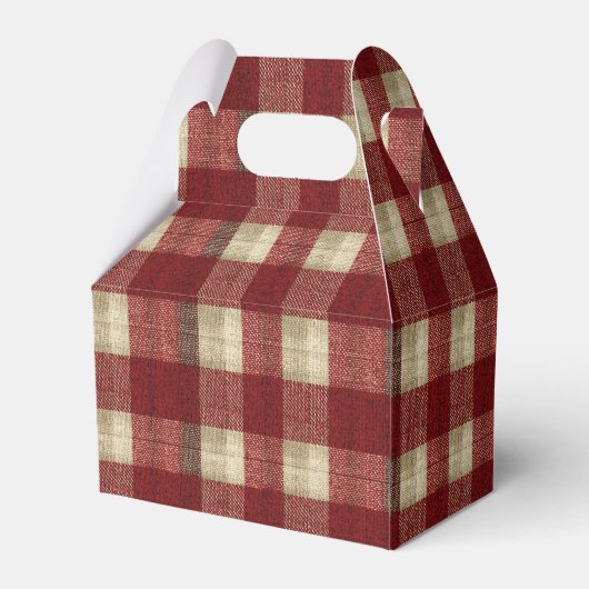 Elegant Burgundy Ivory Rust Red Plaid Pattern フェイバーボックス (裏面サイド)