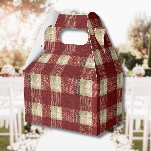 Elegant Burgundy Ivory Rust Red Plaid Pattern フェイバーボックス