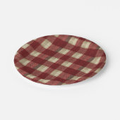 Elegant Burgundy Ivory Rust Red Plaid Pattern ペーパープレート (アングル)