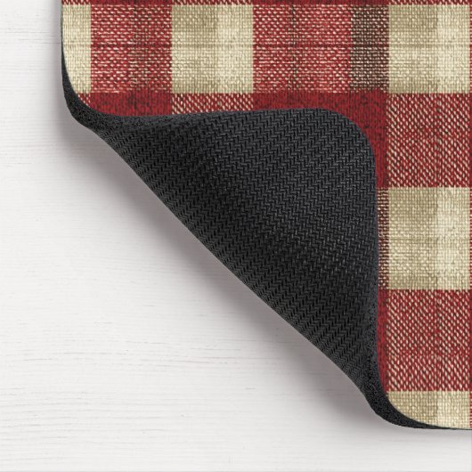 Elegant Burgundy Ivory Rust Red Plaid Pattern マウスパッド (コーナー)