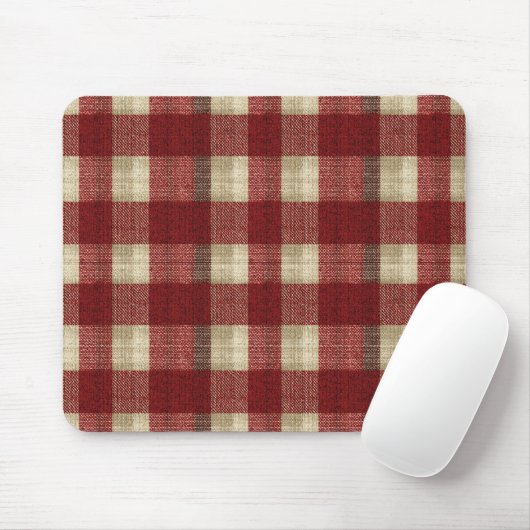 Elegant Burgundy Ivory Rust Red Plaid Pattern マウスパッド (マウス)