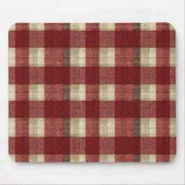 Elegant Burgundy Ivory Rust Red Plaid Pattern マウスパッド