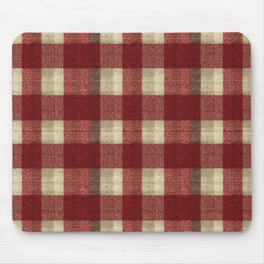 Elegant Burgundy Ivory Rust Red Plaid Pattern マウスパッド (正面)