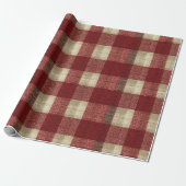 Elegant Burgundy Ivory Rust Red Plaid Pattern ラッピングペーパー (アンロールド)
