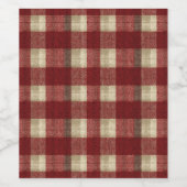 Elegant Burgundy Ivory Rust Red Plaid Pattern ワインラベル (シングルラベル)