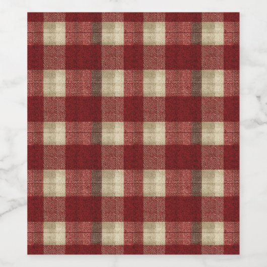 Elegant Burgundy Ivory Rust Red Plaid Pattern ワインラベル (シングルラベル)