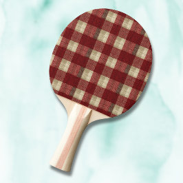 Elegant Burgundy Ivory Rust Red Plaid Pattern 卓球ラケット