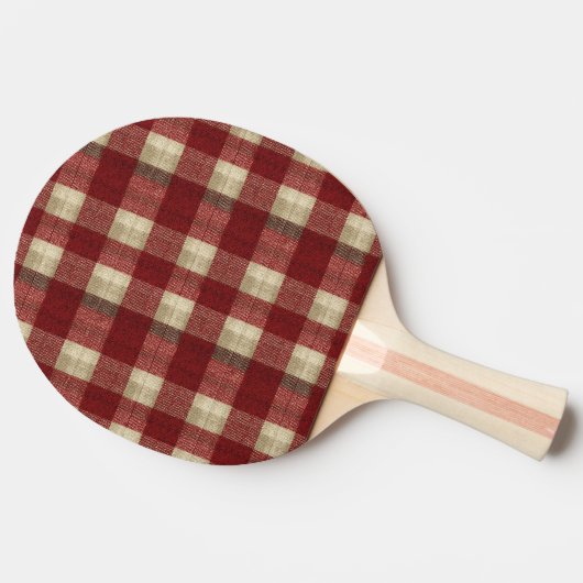 Elegant Burgundy Ivory Rust Red Plaid Pattern 卓球ラケット (横)