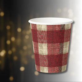Elegant Burgundy Ivory Rust Red Plaid Pattern 紙コップ