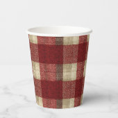Elegant Burgundy Ivory Rust Red Plaid Pattern 紙コップ (裏面)